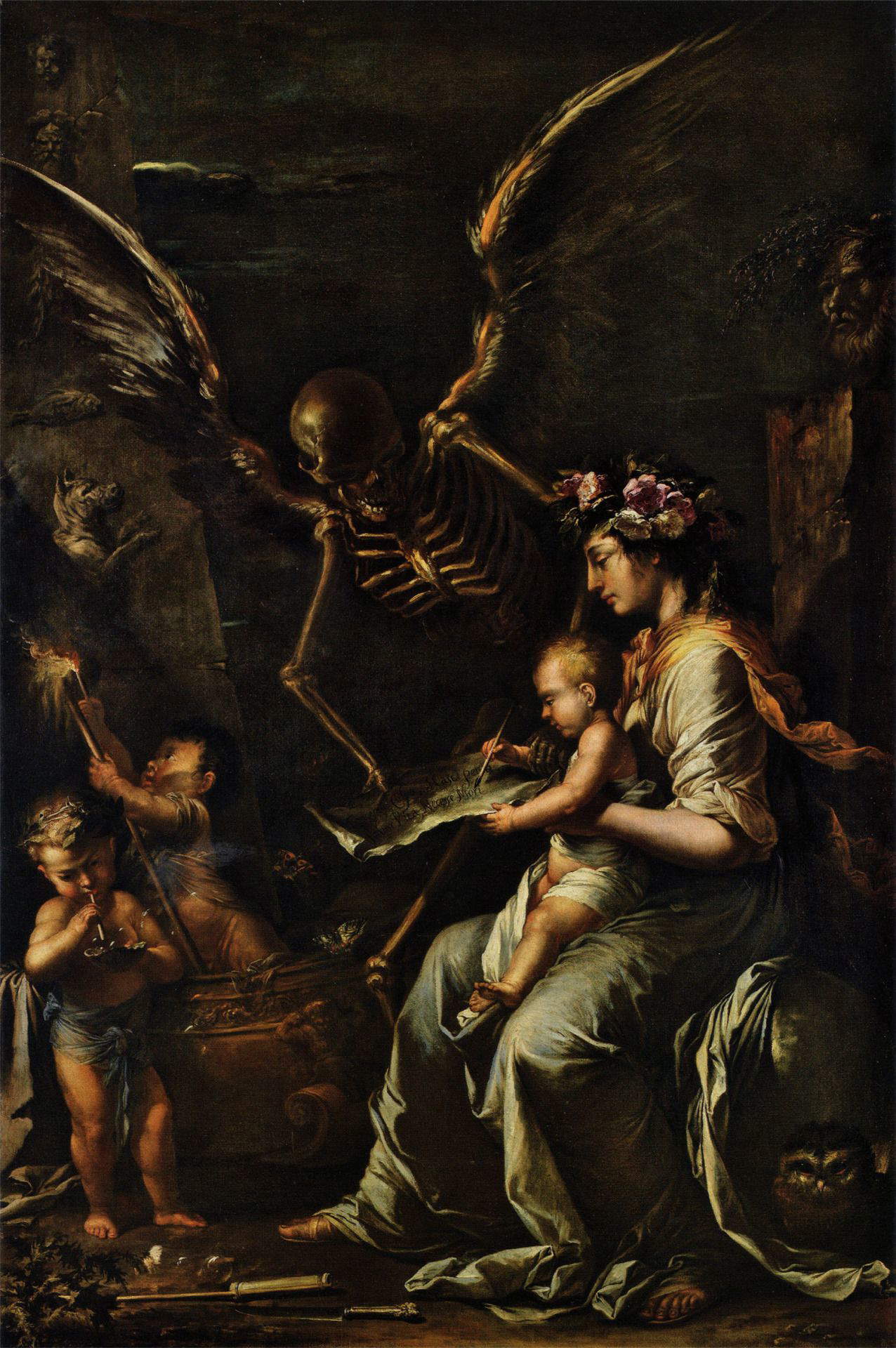 Salvator Rosa, La fragilité humaine (1656 ; huile sur toile, 199 x 134 cm ; Cambridge, Fitzwilliam Museum)