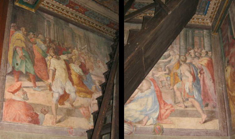 Cristoforo Roncalli, L'incendio della chiesa di San Marcello al Corso (1583-1584; affresco; Roma, Oratorio del Crocifisso)