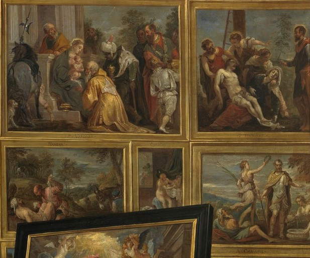 6. David Teniers le Jeune, L'archiduc Léopold Guillaume dans sa galerie, Madrid, Musée du Prado, détail