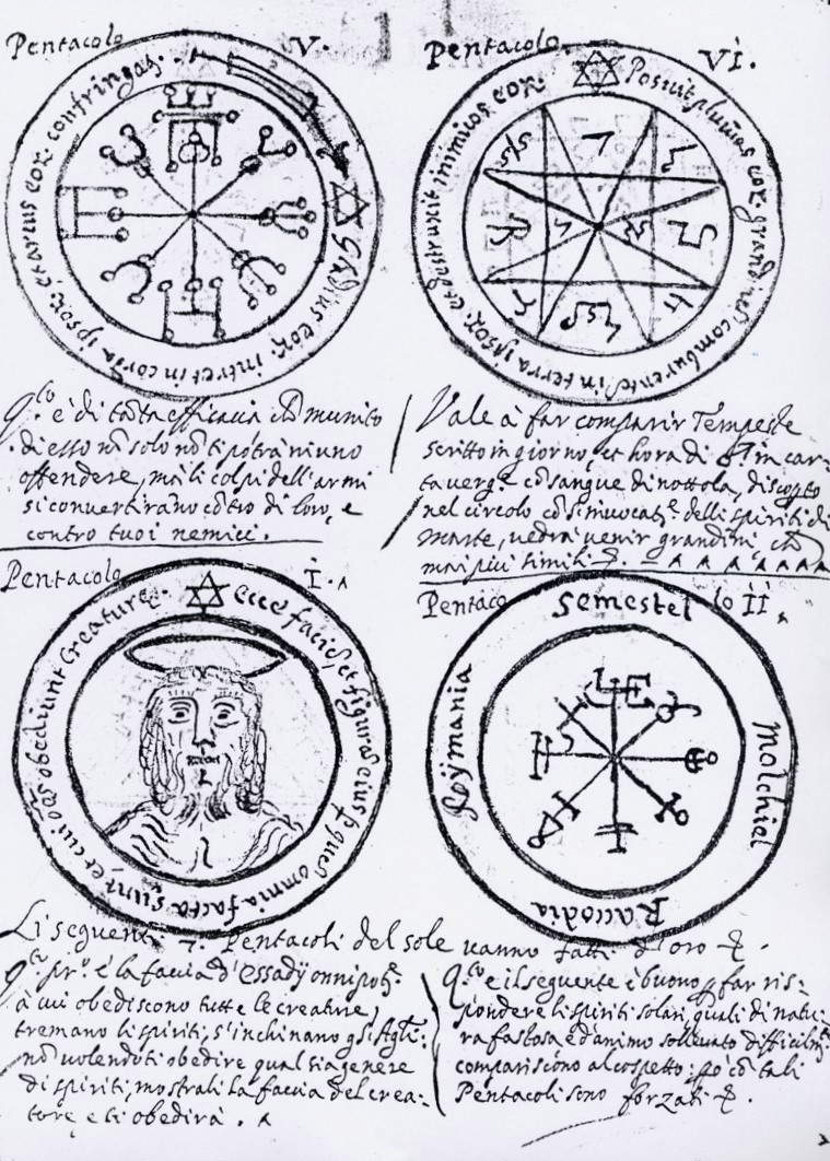 9. Archives d'État de Venise, enveloppe 95, procès contre Fra' Francesco Balbi: pentacles et personnages magiques d'une Clavicula Salomonis de la première moitié du XVIIe siècle