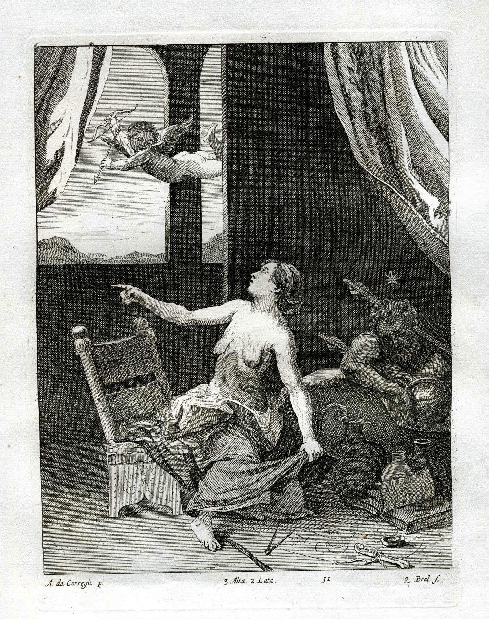 3. Querin Boel, d'après David Teniers le Jeune (par Lorenzo Lotto), Allégorie de la luxure, gravure tirée du Theatrum Pictorium (1660), tableau 31.