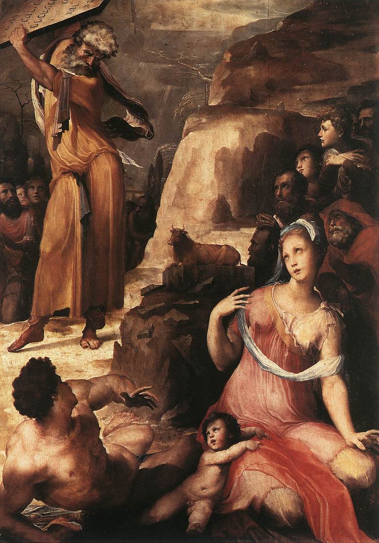 Domenico Beccafumi, Moïse et le veau d'or (1536-1537 ; huile sur panneau, 197 x 139 cm ; Pise, cathédrale)