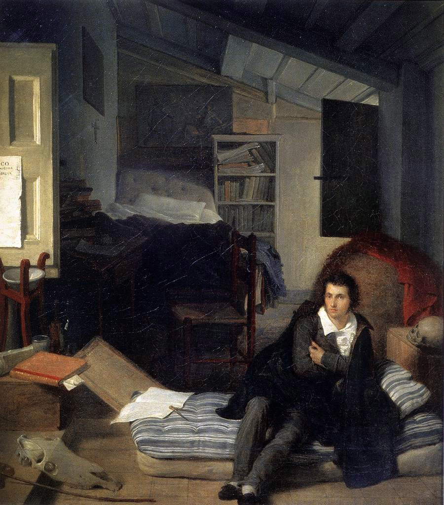Tommaso Minardi, Autoritratto in soffitta (1813 circa; olio su tela, 37 x 33 cm; Firenze, Galleria degli Uffizi)
