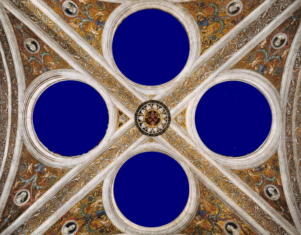 La ficción revela cómo cada visión aparece suspendida en el empíreo, densamente azul como corresponde al misterio (aquí está la azurita).
	