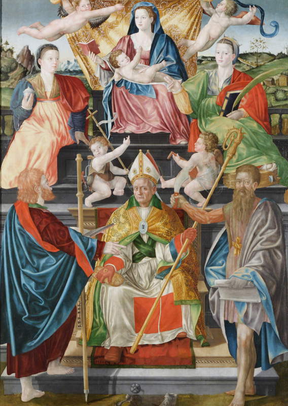 
5. Bernardino Detti, Vierge à l'enfant avec des anges et des saints (Retable de Wawel) (Cracovie, château de Wawel)