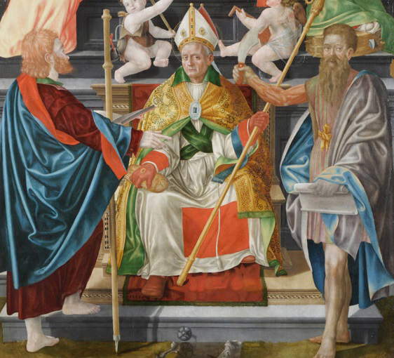 9. Bernardino Detti, Vierge à l'enfant avec des anges et des saints (retable du Wawel), détail de saint Zénon