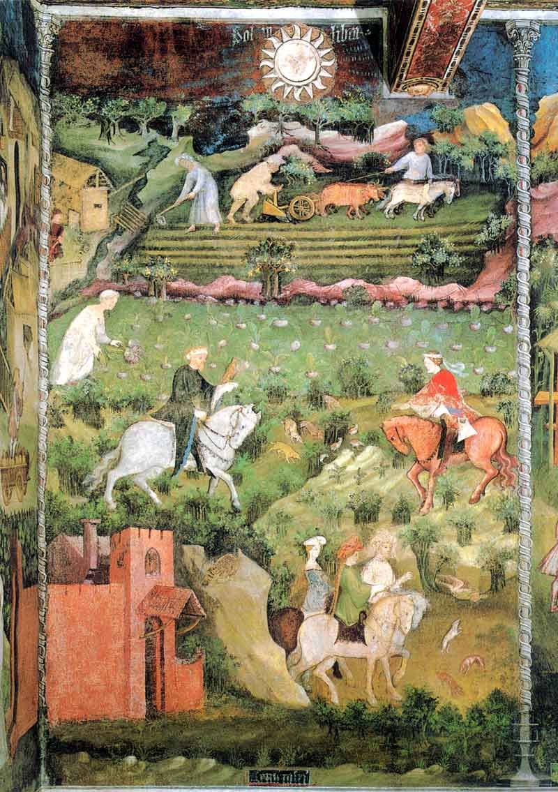 Magister Wenceslas, mois de septembre (1391-1407 ; fresque ; Trente, Castello del Buonconsiglio, Torre Aquila)