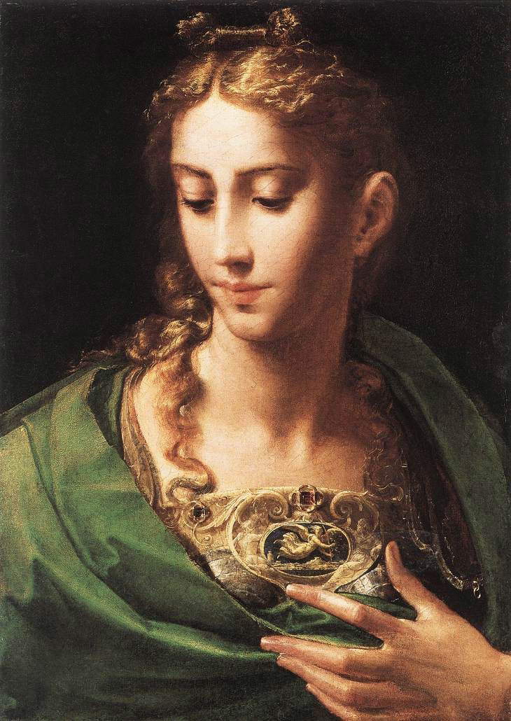 Parmigianino, Pallas (vers 1530-1533 ; huile sur toile, 63,5 x 45,6 cm ; Hampton Court, Royal Collection)