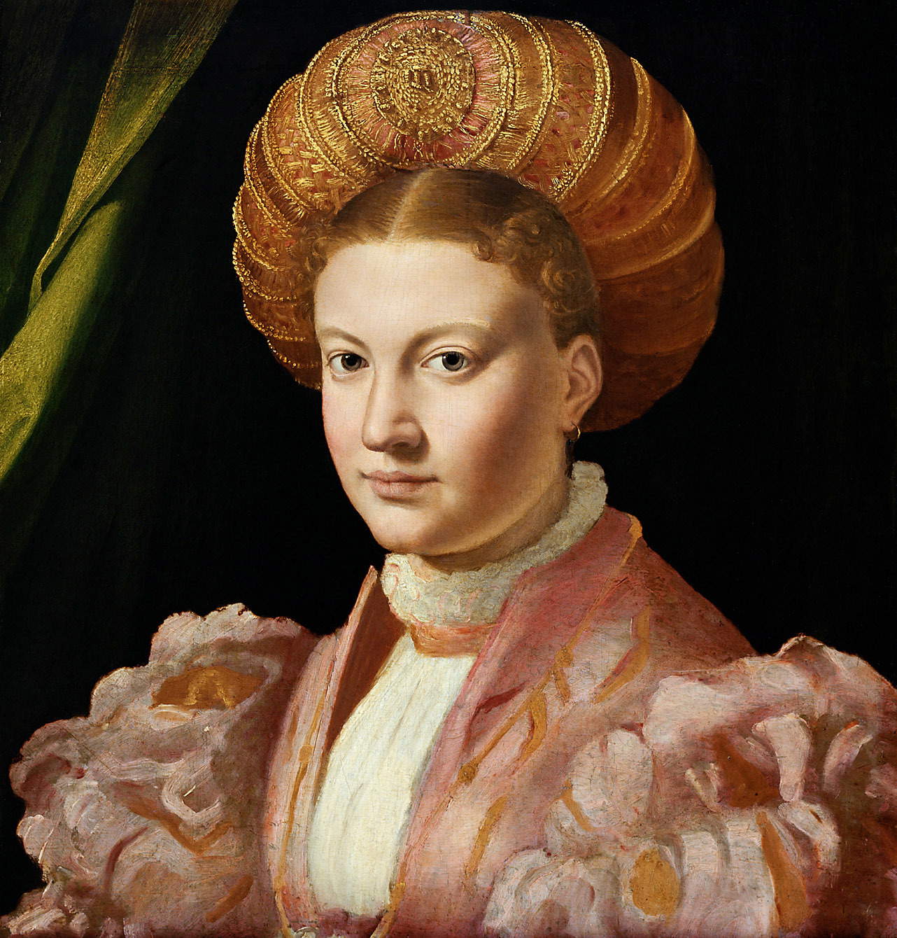 Parmigianino, Portrait d'une dame (Costanza Rangoni Comtesse Gozzadini?) (vers 1530 ; huile sur panneau, 48,5 x 46,5 cm ; Vienne, Kunsthistorisches Museum)