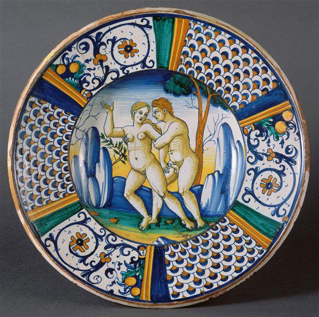 Anonimo ceramista, Scena erotica (XVI secolo; maiolica; Parigi, Grand Palais)
