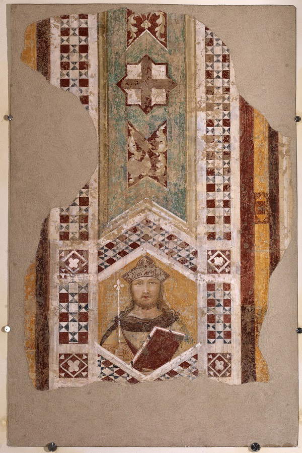 Ambrogio Lorenzetti, Roi Salomon, (début des années 1420 ; fresque détachée et appliquée sur un support en fibre de verre, 133 x 93 cm ; Sienne, Museo Diocesano di Arte Sacra)