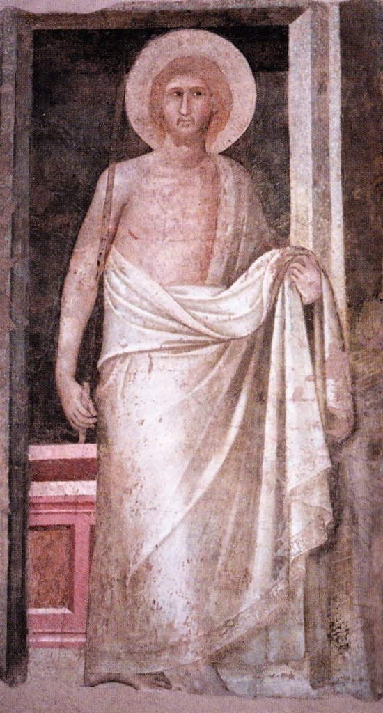 Pietro Lorenzetti, Christ ressuscité (début des années 1420 ; fresque ; Sienne, Museo Diocesano di Arte Sacra)