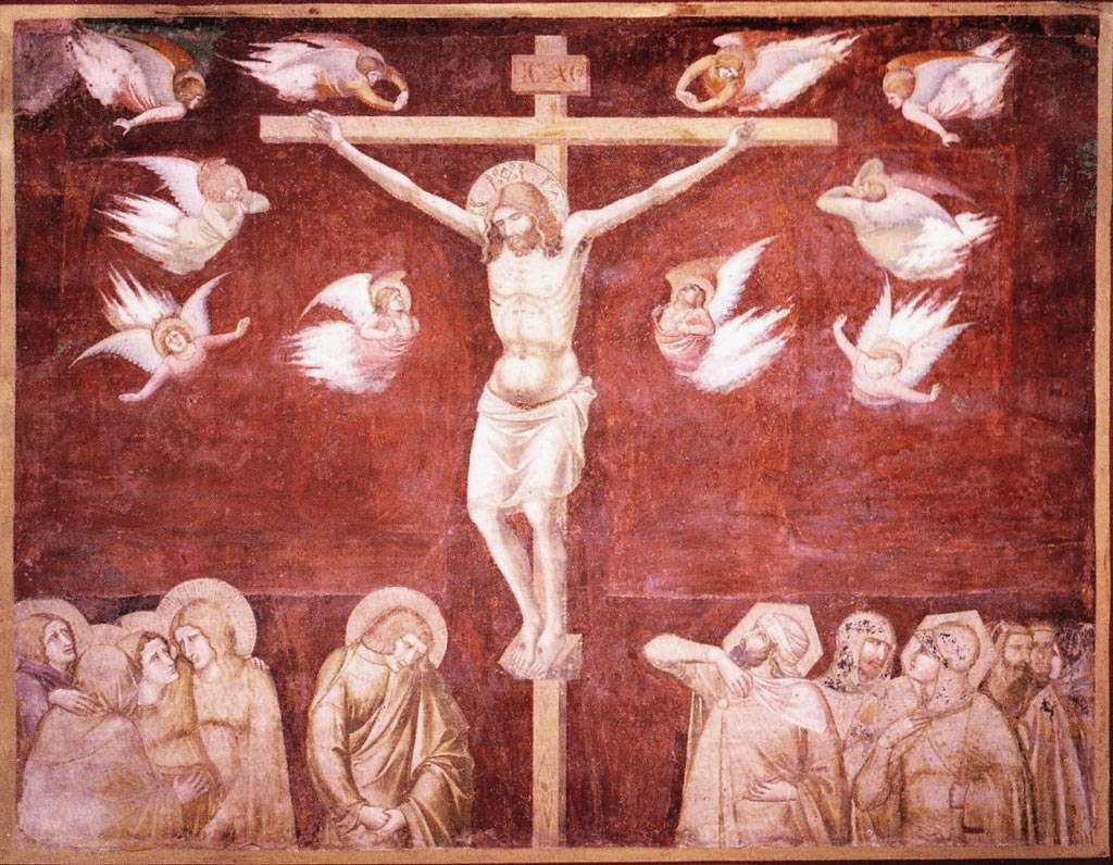 Pietro Lorenzetti, Crucifixion (début des années 1420 ; fresque ; Sienne, Basilique de San Francesco)