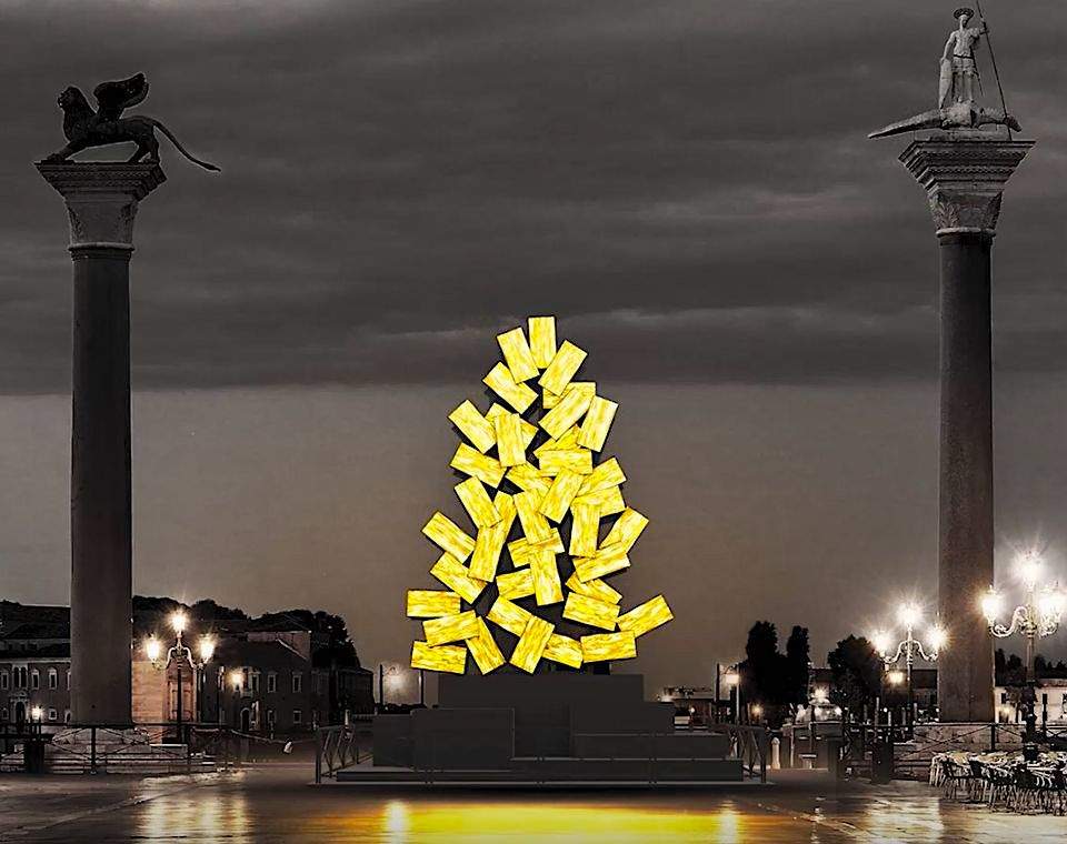Un gigantesco mosaico dorato: ecco come sarà l'albero di Natale di Piazza San Marco