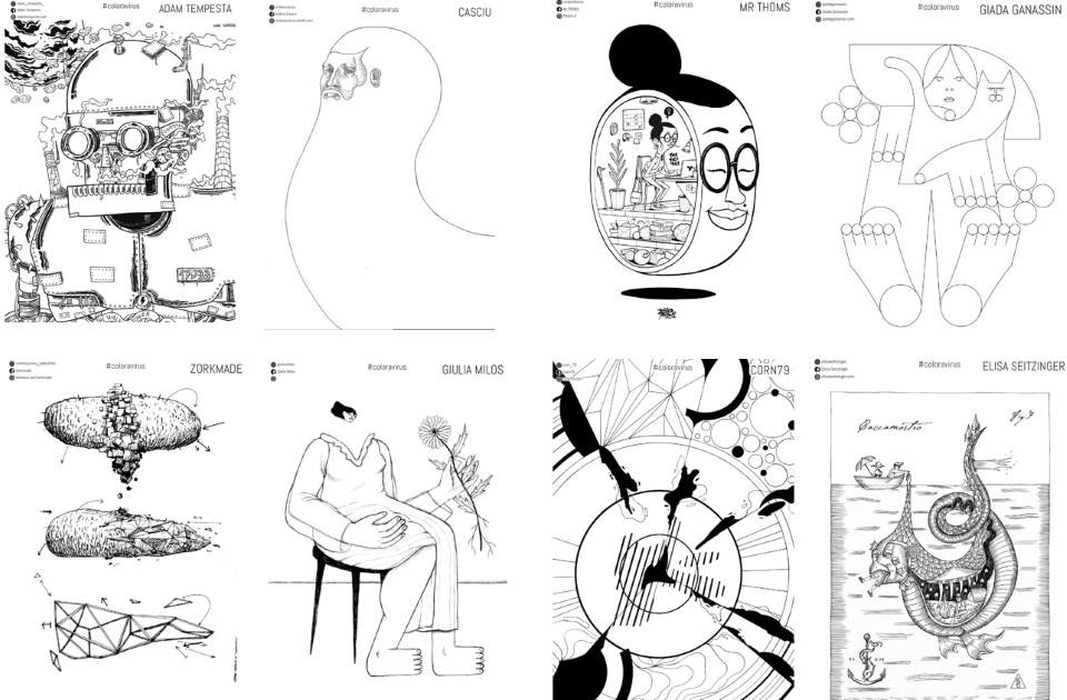 Coloravirus is born, a free album with one hundred coloring drawings made by artists and writers 