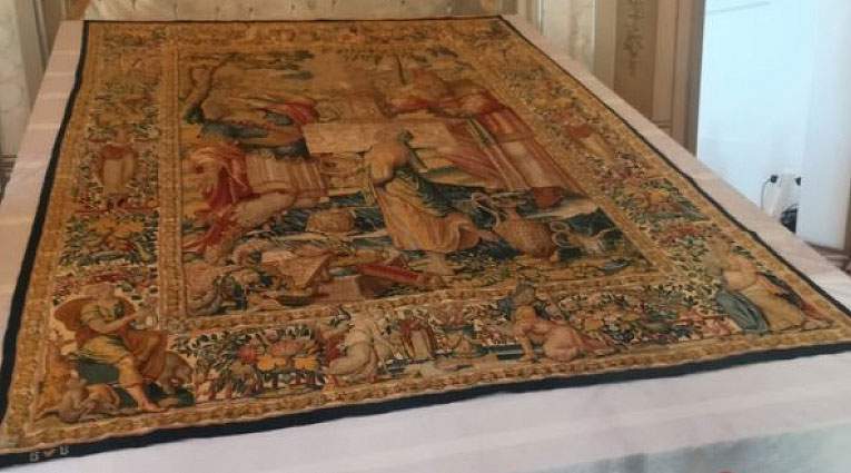 Palerme, site de restauration ouvert au public des tapisseries flamandes de Marsala