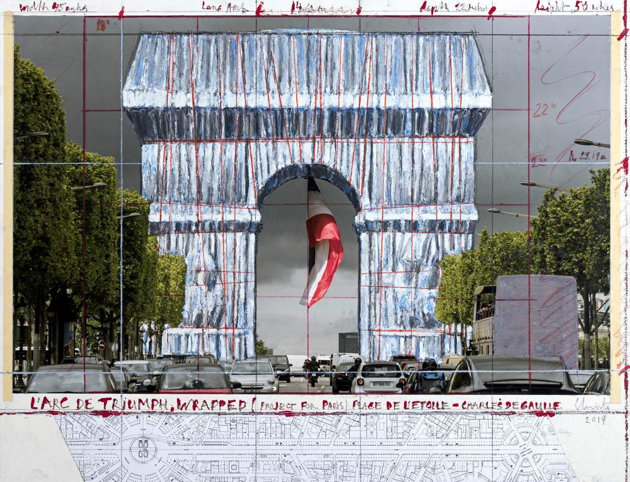 Slitta al 2021 l'impacchettamento dell'Arco di Trionfo, il nuovo progetto di Christo