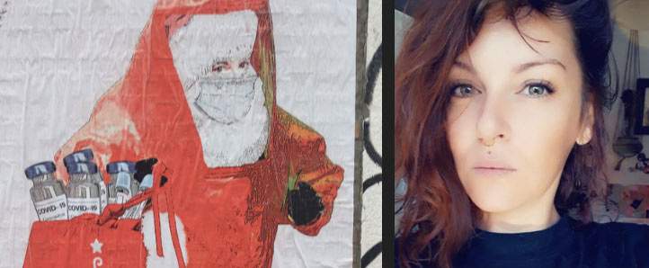 Milano, no-Covid vandalizzano opera su vaccini e minacciano la street artist: “ti veniamo a prendere”