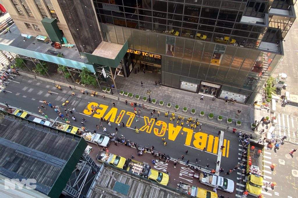 Huge Black Lives Matter sign painted in front of Trump Tower: a mayor's idea