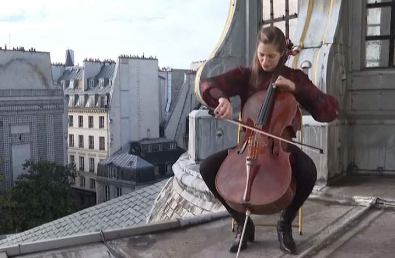 Camille Thomas, cellist plays on Paris rooftops to feed the soul