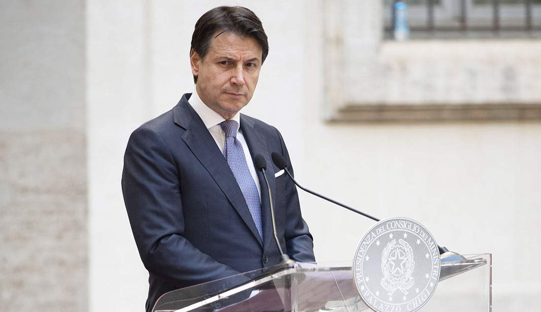 Giuseppe Conte durante la conferenza stampa di ieri