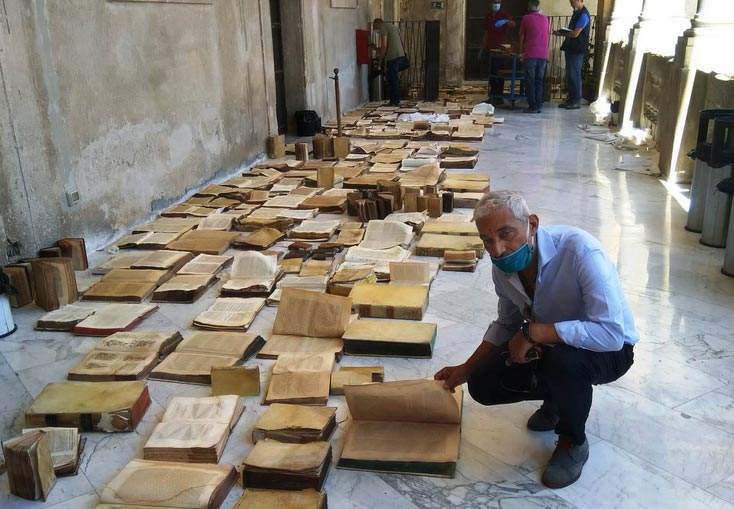 Cloudburst in Palermo, extensive damage to books at Central Library of Sicily