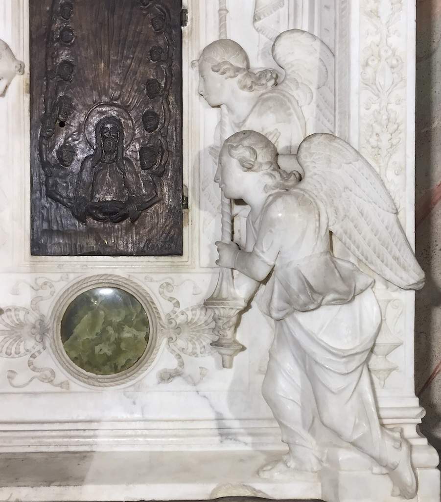 Florence, Mino da Fiesole's tabernacle in the basilica of Santa Croce restored
