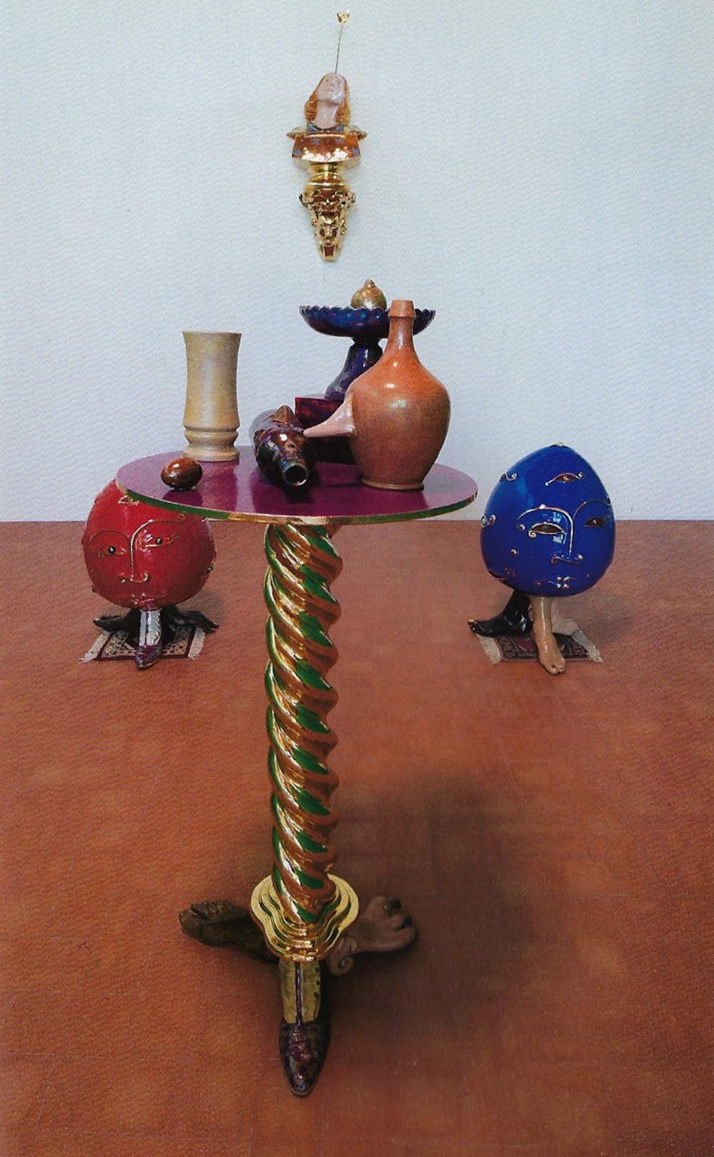 Luigi Ontani, Extrametaphysical Table (2015; polychrome majolica with reflex and pure gold finish, 143 x 53 x 53 cm) Luigi Ontani, Extrametaphysical Table (2015; polychrome majolica with reflex and pure gold finish, 143 x 53 x 53 cm)