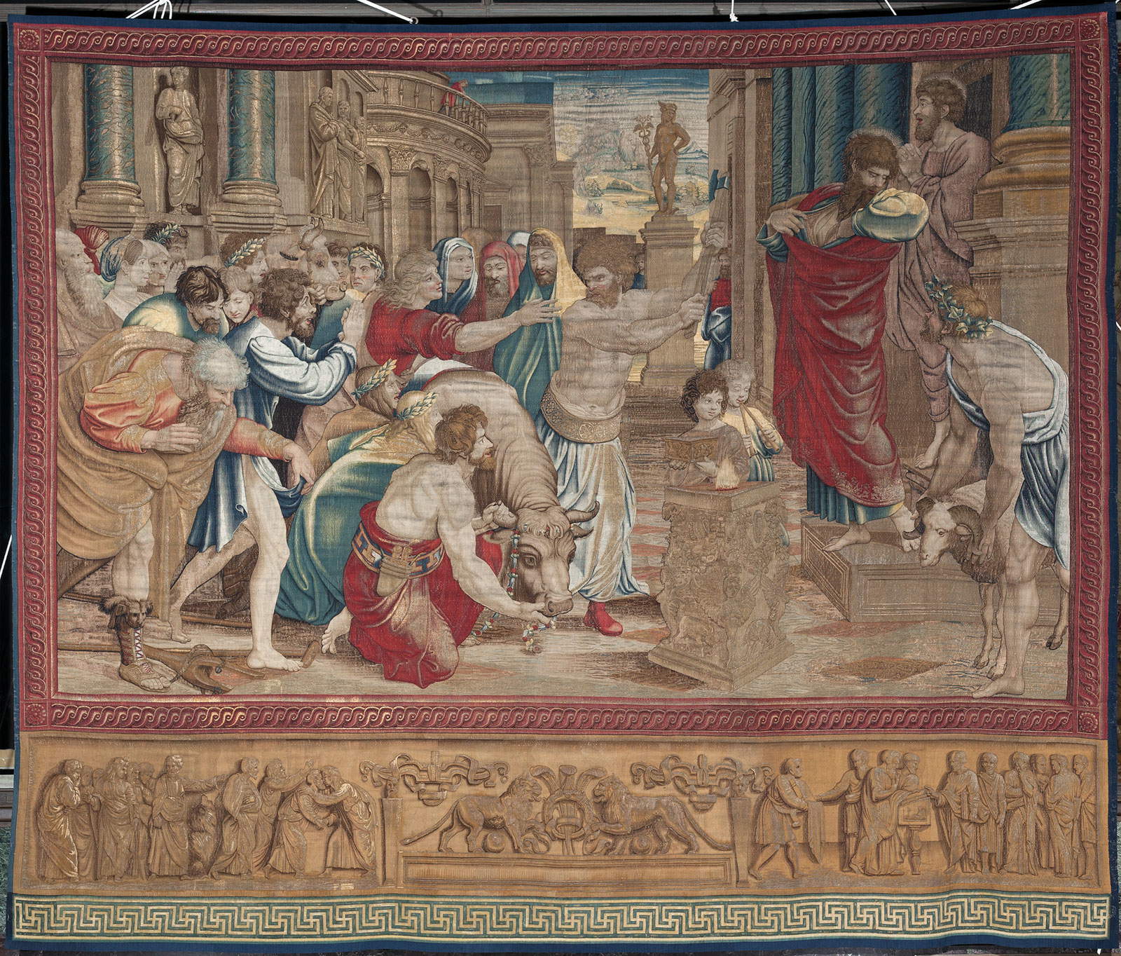 Manifattura di Pieter van Aeist, Il Sacrificio di Lystra (1517-1519; ordito: lana; Citt&agrave; del Vaticano, Musei Vaticani, Pinacoteca Vaticana, Salone di Raffaello). Foto &copy; Governatorato S. C. V. &ndash; Direzione dei Musei