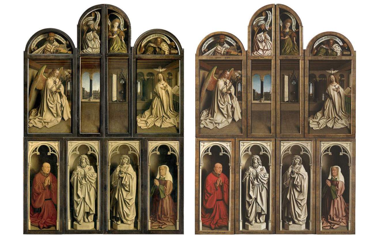Focus restoration of the Polyptych of the Mystic Lamb. First installment: the history and materials 