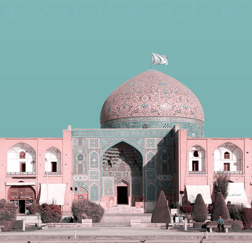 Drapeaux blancs sur les monuments : avec ses photomontages, un architecte iranien répond à Donald Trump. 