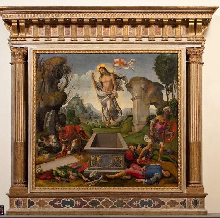 Galleria dell'Accademia Florence : début de la restauration de la Résurrection de Raffaellino del Garbo