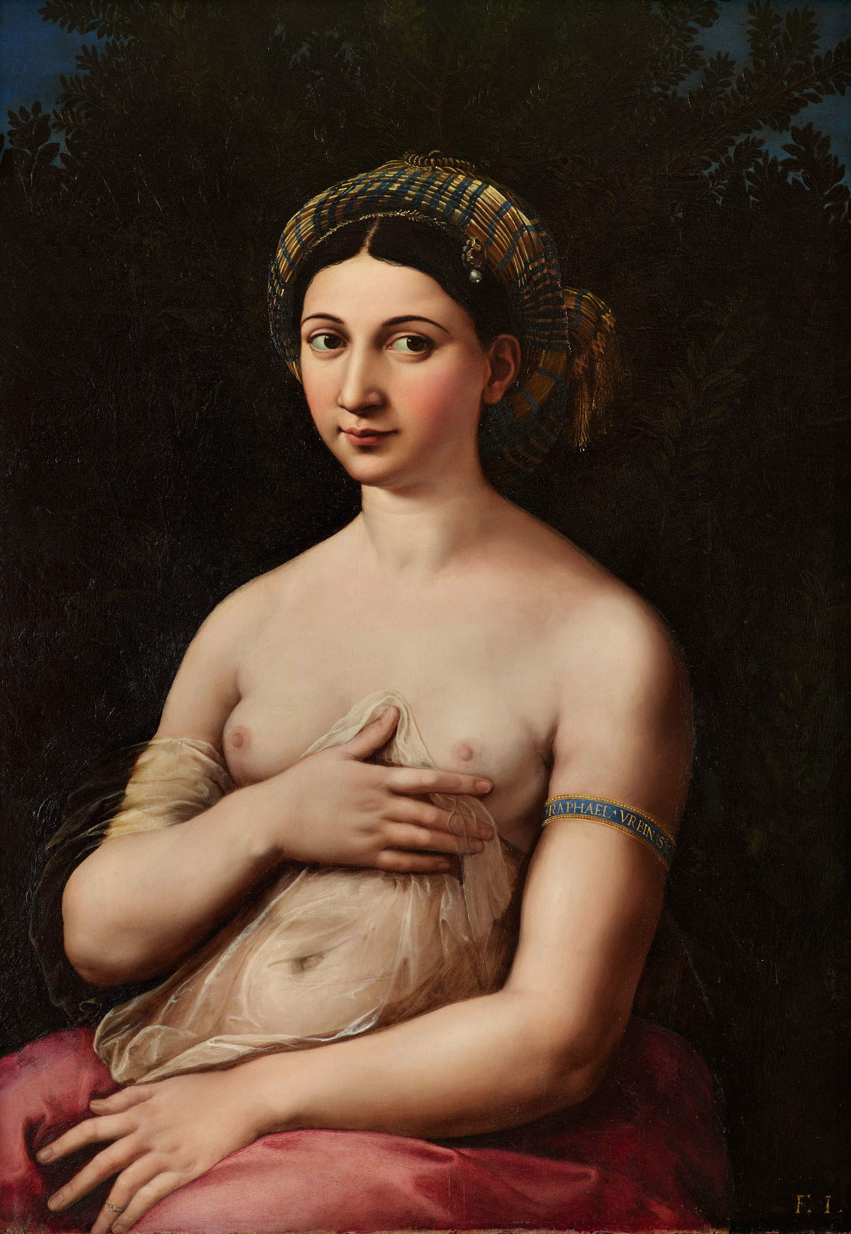 Raffaello, Ritratto di donna nei panni di Venere (“Fornarina”) (1519-1520 circa; olio su tavola; Roma, Gallerie Nazionali d’Arte Antica di Roma, Barberini). Gallerie Nazionali di Arte Antica, Roma (MIBACT) - Biblioteca Hertziana, Istituto Max Planck per la storia dell’arte/Enrico Fontolan