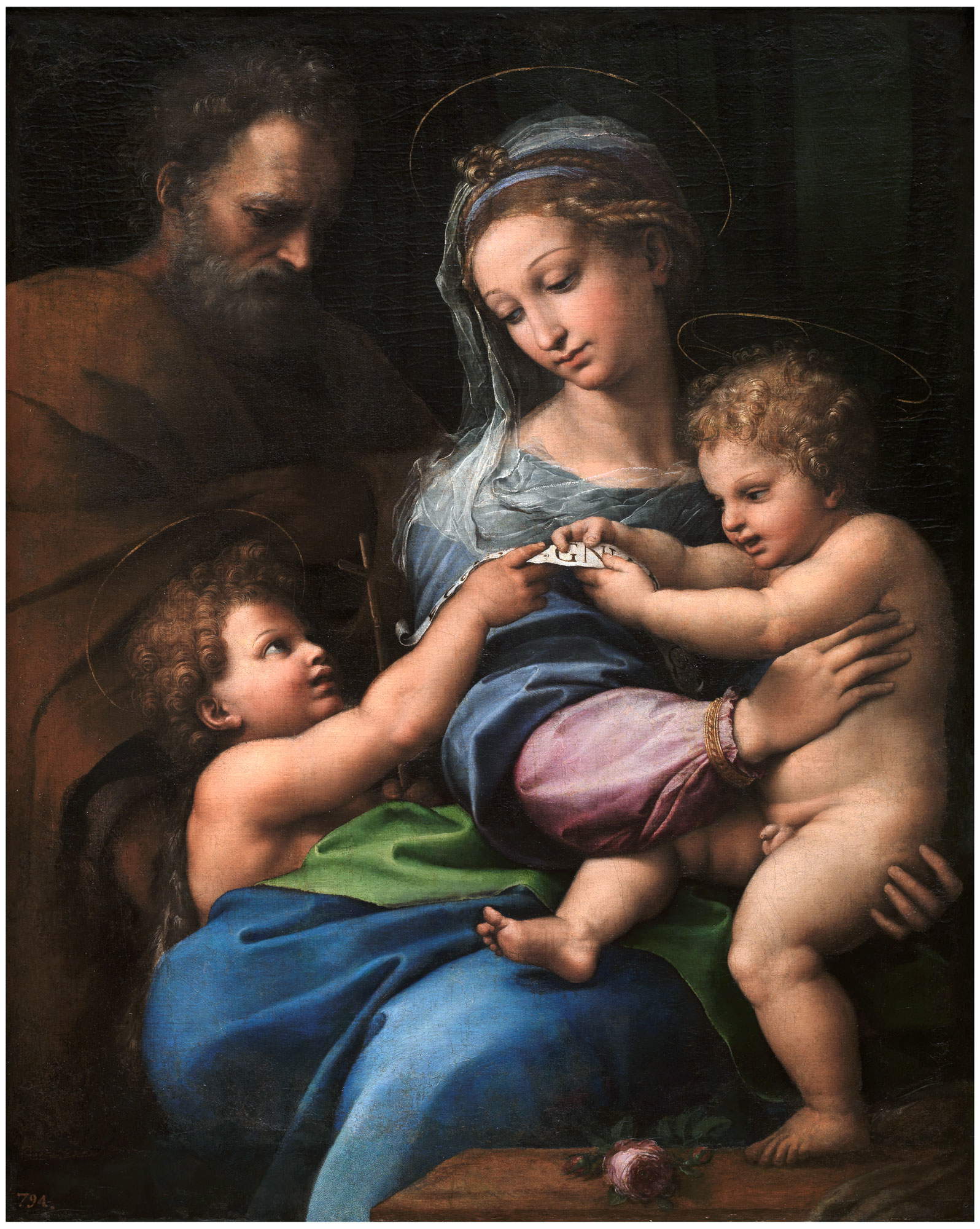 Raffaello, La Madonna della Rosa (1518-1520; olio su tavola trasportata su tela; Madrid, Museo Nacional del Prado). © 2020. Copyright immagine Museo Nacional del Prado