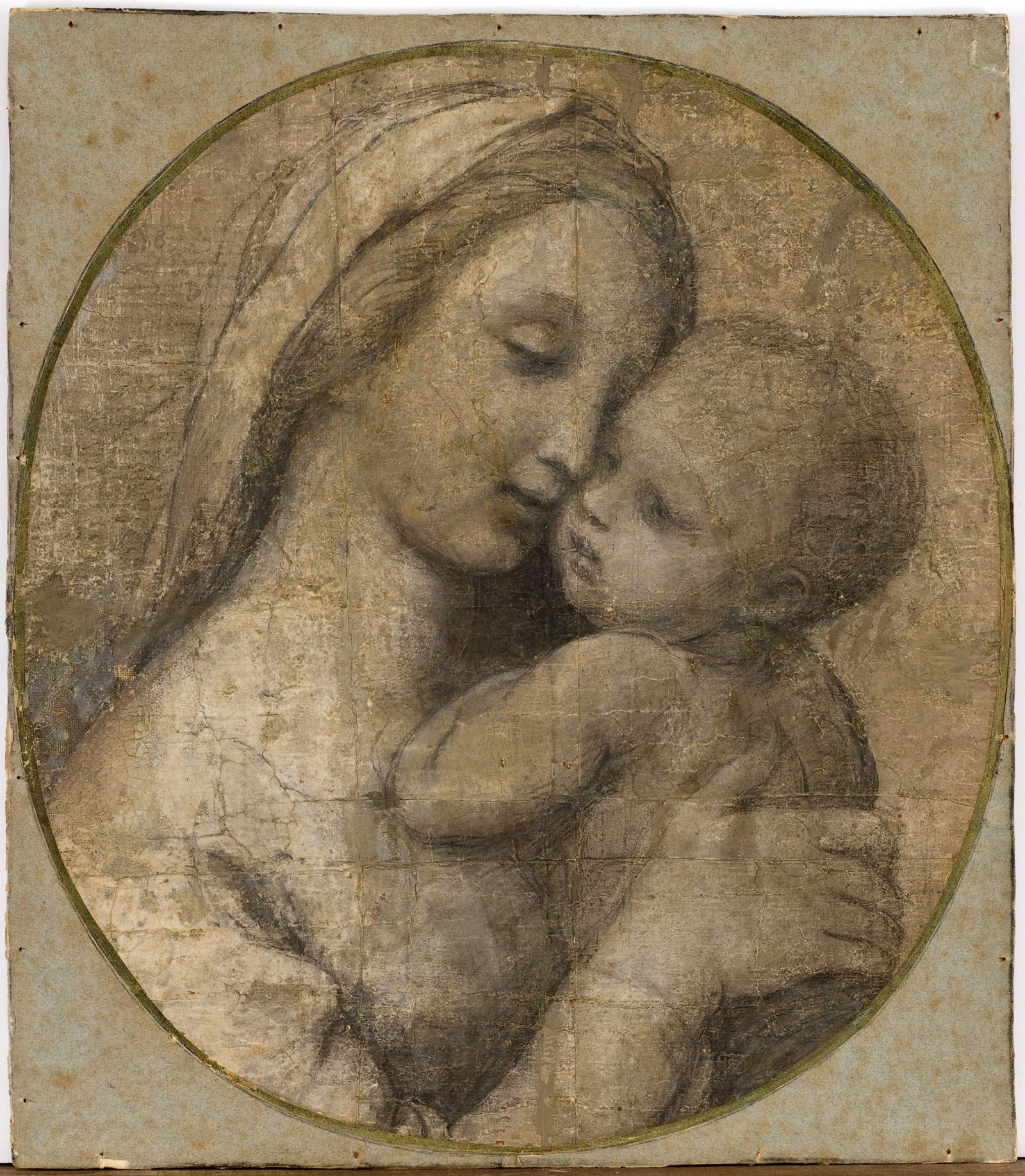 Raffaello, studio per la Madonna Tempi (1507-1508 circa; pietra nera con lumeggiature in bianco; Montpellier, Mus&eacute;e Fabre). &copy; Mus&eacute;e Fabre de Montpellier M&eacute;diterran&eacute;e M&eacute;tropole / photographie Fr&eacute;d&eacute;ric Jaulmes