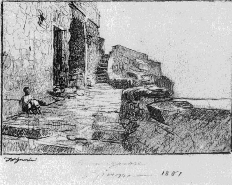 What was Riomaggiore like in the 19th century? Here in a book are the drawings of Telemaco Signorini