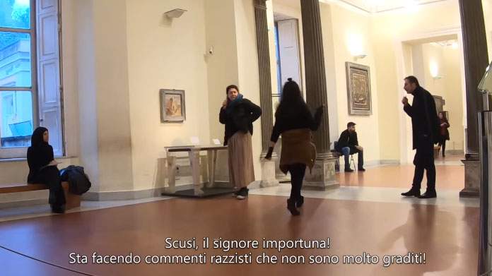An ignorant and boorish racist roams Naples' MANN. Video of the social experiment is a must-see