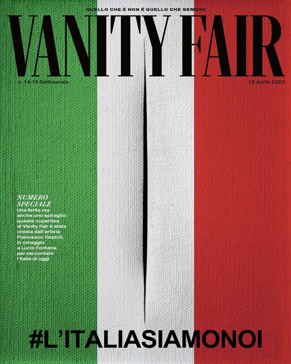 L'Italie blessée sur la couverture de Vanity Fair dessinée par Francesco Vezzoli tirant sur Fontana