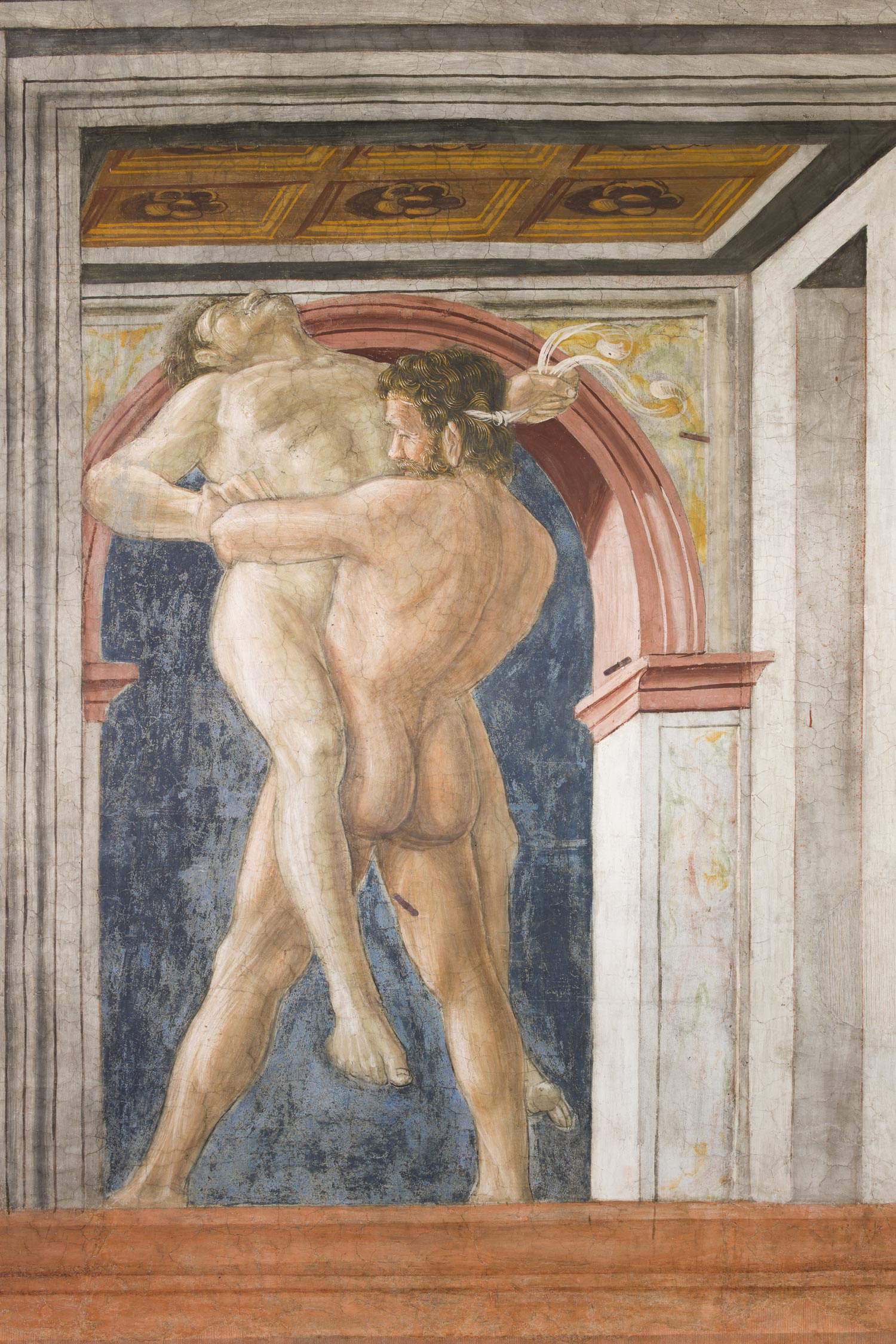 Artista del norte de Italia, Hércules y Anteo (c. 1470; fresco; Roma, Palazzo Venezia, Sala di Ercole)