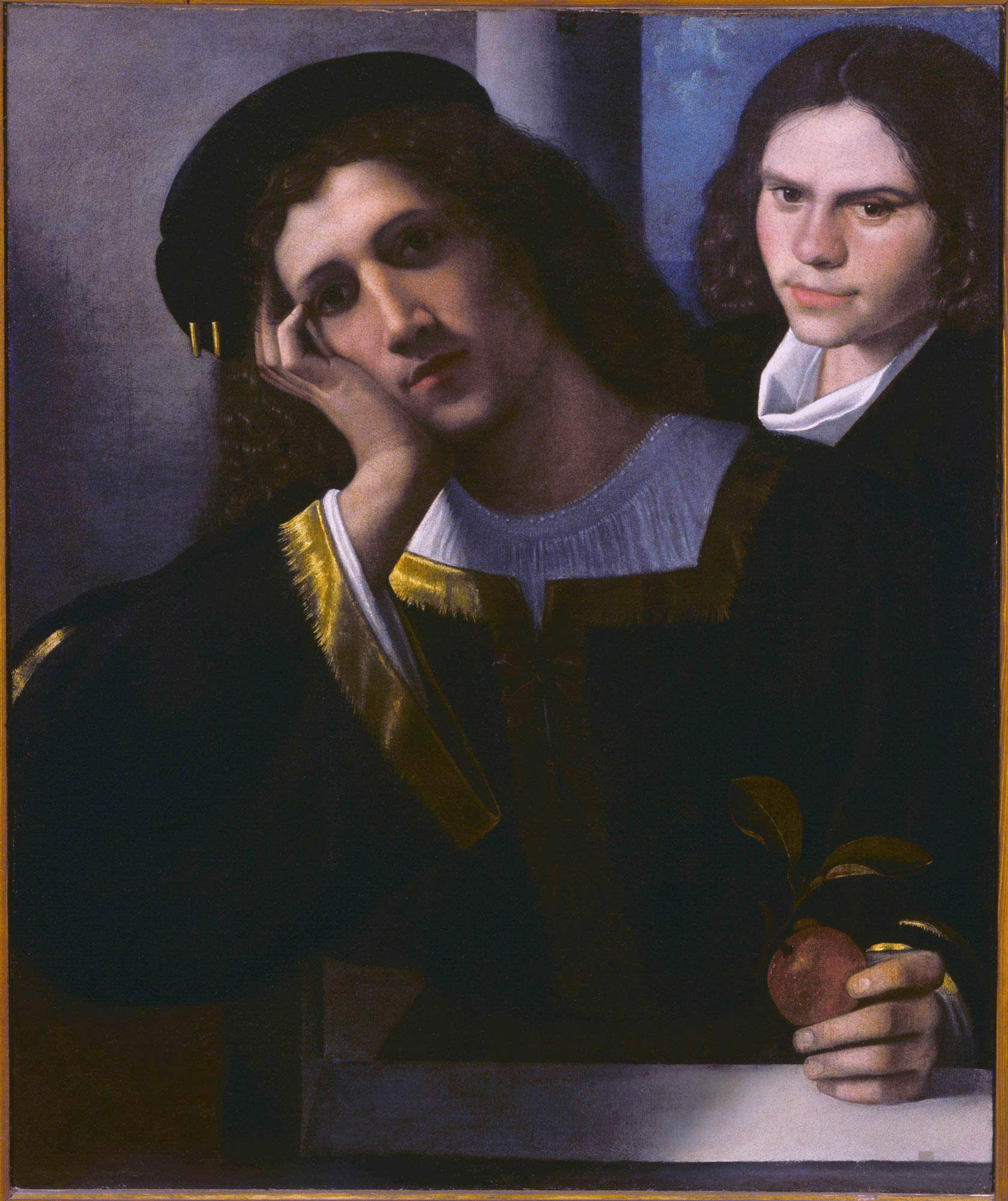 Giorgione, Retrato doble (principios del siglo XVI; óleo sobre lienzo, 76,3 x 63,4 cm; Roma, Palazzo Venezia, Inv. 902)