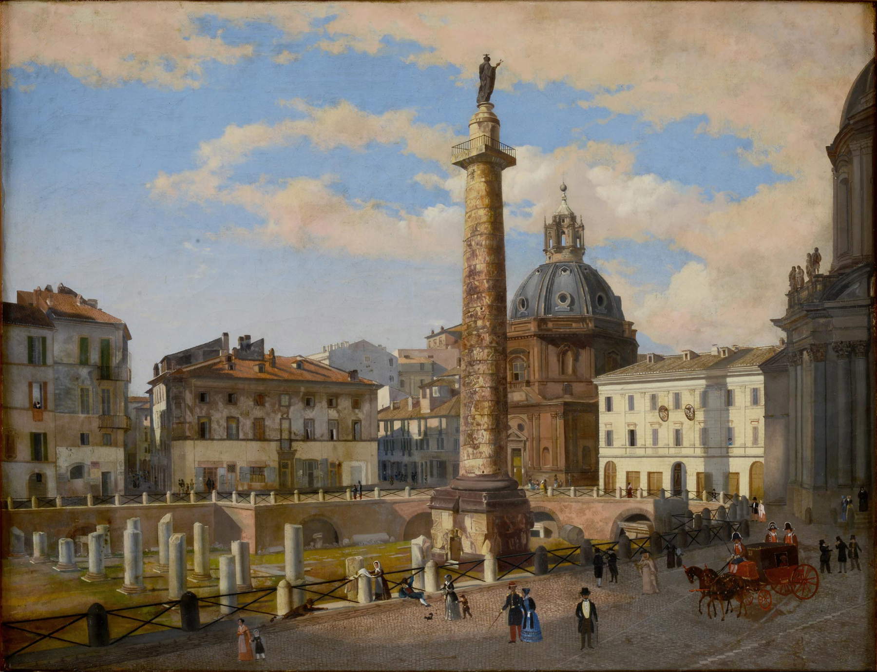 Charles Lock Eastlake, Il Foro di Traiano dopo gli scavi dei Francesi (1820-1830 circa; olio su tela; Roma, Museo di Roma). Ph. Alfredo Valeriani