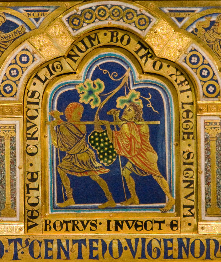 Altare di Klosterneuburg, dettaglio con gli esploratori e l'uva
