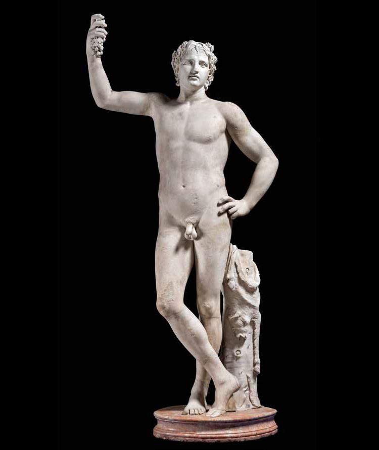 Statua di Dioniso (testa di età antoniniana, assemblaggio nel Cinquecento di frammenti antichi, pertinenti a sculture diverse, e di parti di restauro marmo greco e calco in gesso, altezza 203 cm; Venezia, Museo Archeologico Nazionale, Inv. 127A)
