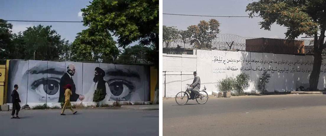 Kaboul, les talibans effacent la fresque iconique de la fin du conflit en Afghanistan 