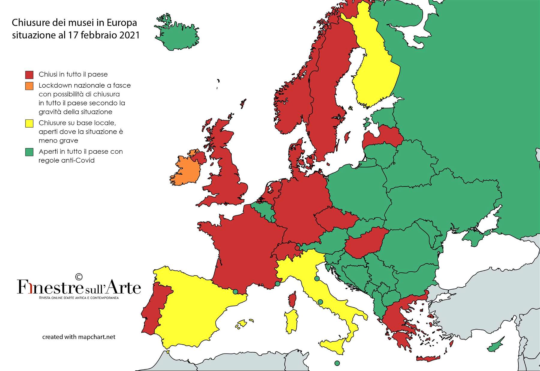 Museums, Italy among the few EU countries to keep them open. Here's where they're closed and where they're not