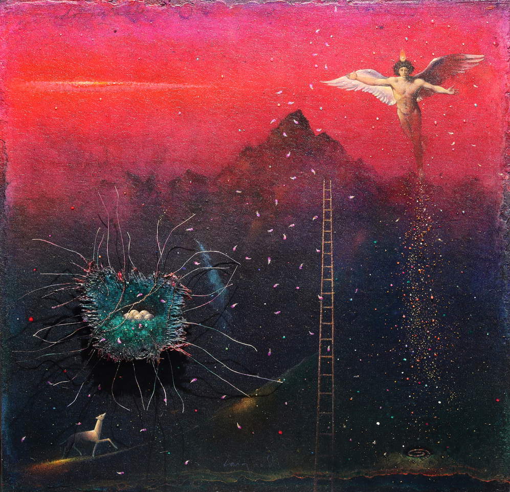 Claudio Cargiolli, Vertikaler Flug (2021; Mischtechnik, 40 x 40 cm) Claudio Cargiolli, Vertikaler Flug (2021; Mischtechnik, 40 x 40 cm)