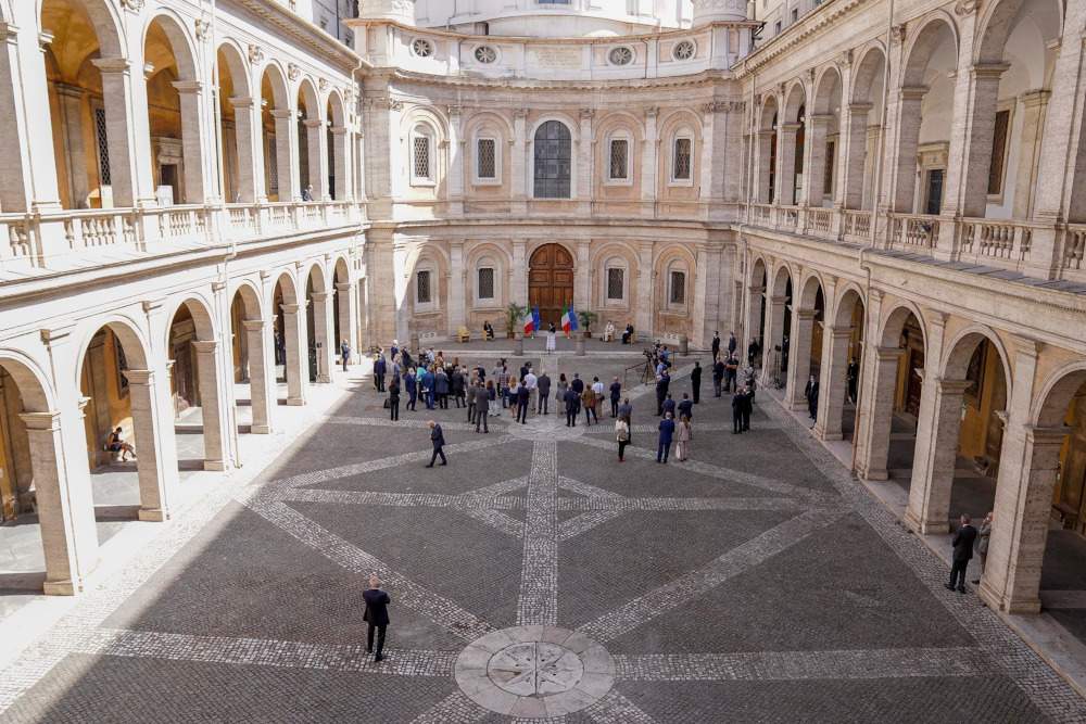 Rome, Borromini's Sapienza corridor, a masterpiece of Roman Baroque, inaugurated and opened to the public