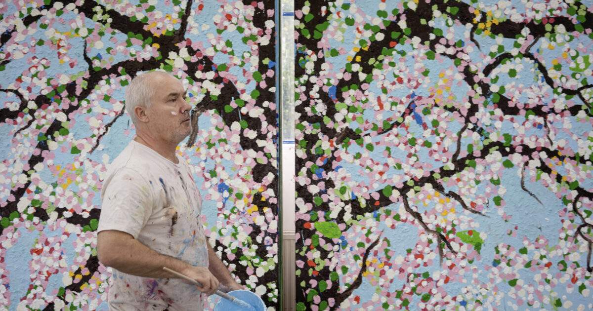 Damien Hirst's new works are on display in Paris: Cherry Blossoms.
