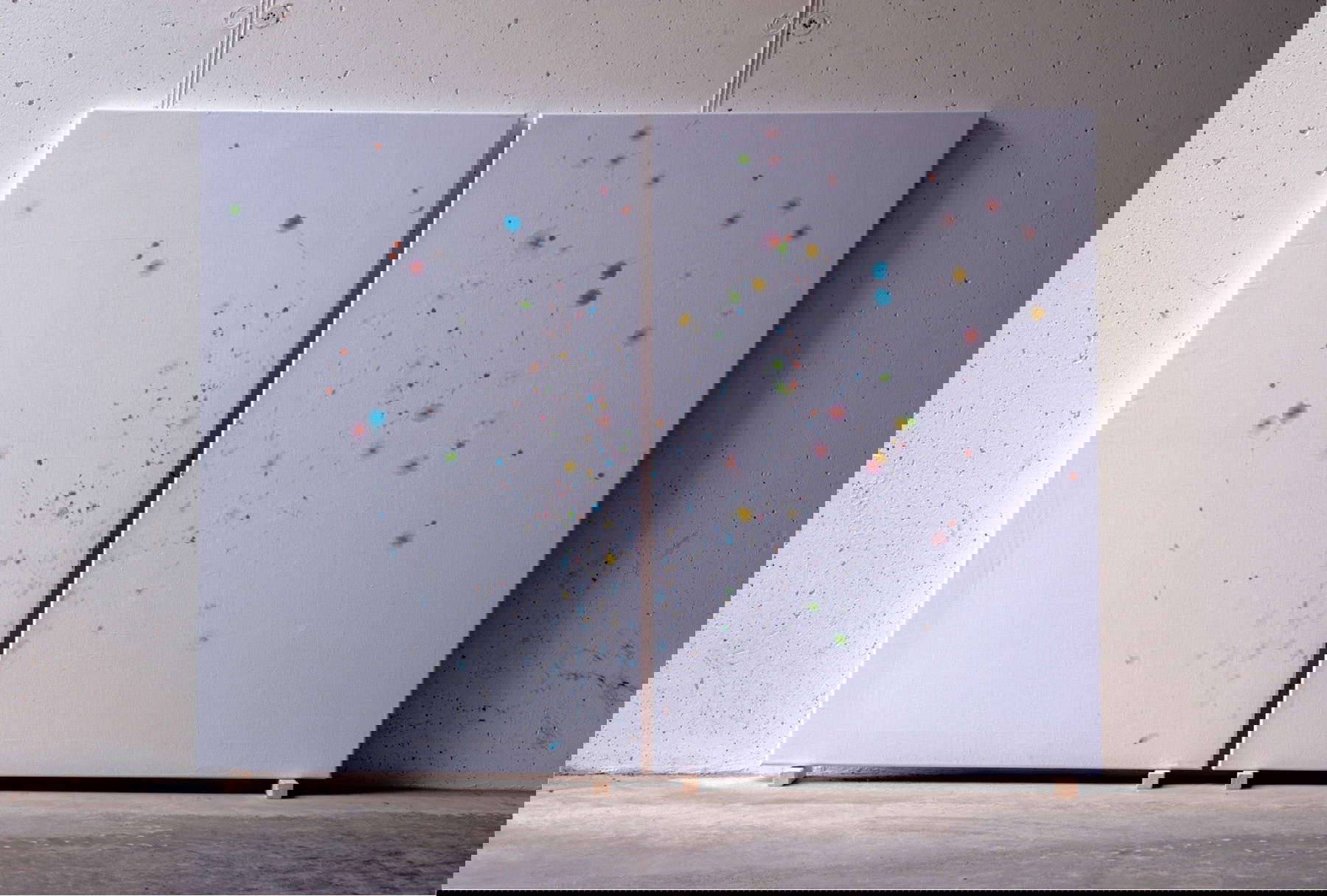 Davide Sgambaro Parapparapappara (113C 3 HAG N10) #1 (2021; cotton sheet and m&amp;m's, 200 x 90 cm)