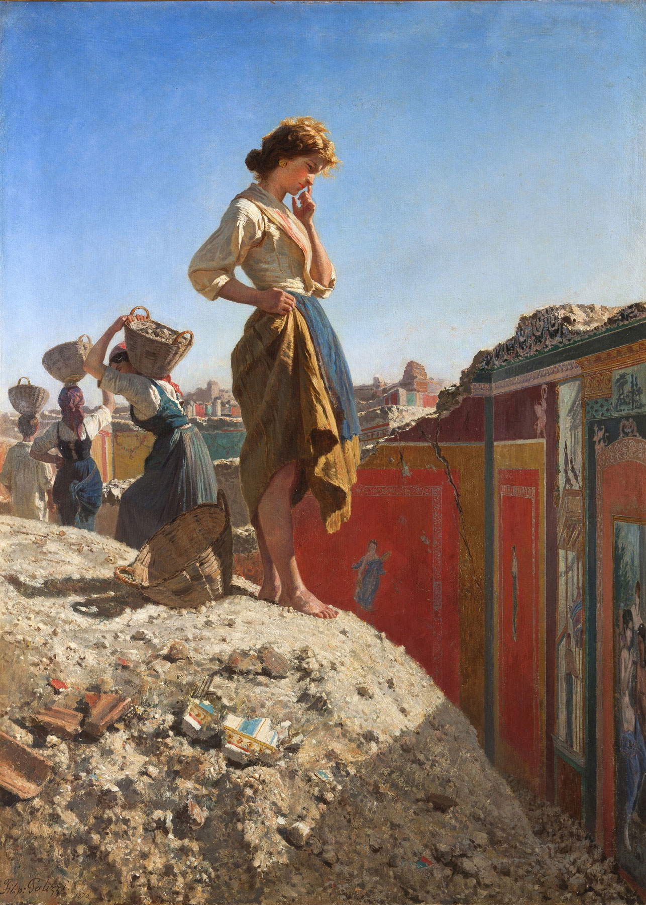 Filippo Palizzi, Donne che scavano a Pompei (Collezione privata) Filippo Palizzi, Donne che scavano a Pompei (Collezione privata)